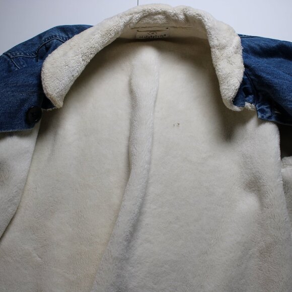 Older Brother Denim Jean Jacket Sherpa Fleece Lined Blue Trucker Coat Warm Cozy - Picture 4 of 12